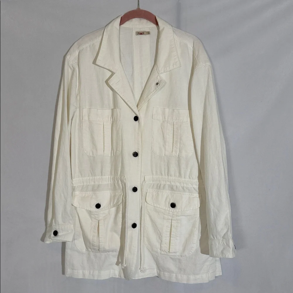 Faherty Larkspur Utility Jacket Size L Ivory White Lightweight - Picture 3 of 12